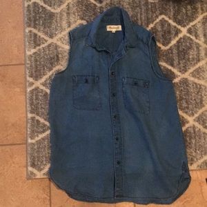 Madewell Linen Chambray Sleeveless Shirt